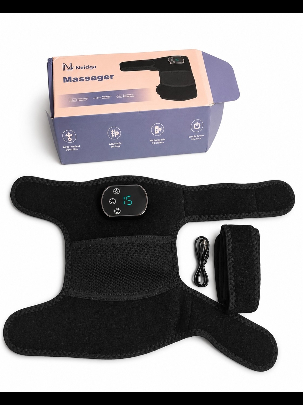 Neidga Black Massager Wrap with Digital Controller